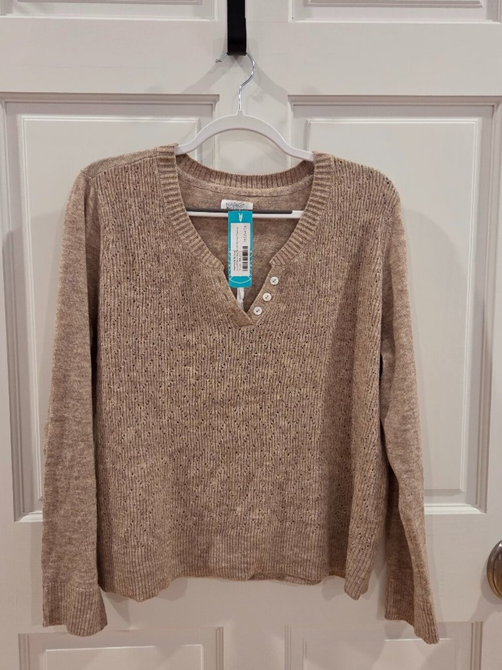 Naomi Novelty Stitch Henley Sweater